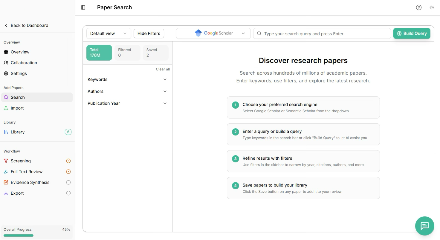 Google Scholar search interface in monfse.com